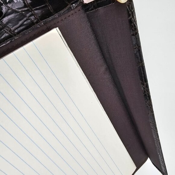 Brown Folio, Shiny Croc Print 9.5" x 12.5" with lined paper and 2 pen holders - Picture 9 of 14